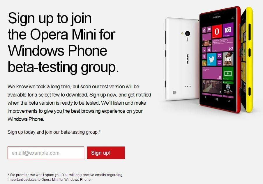 opera beta windows phone