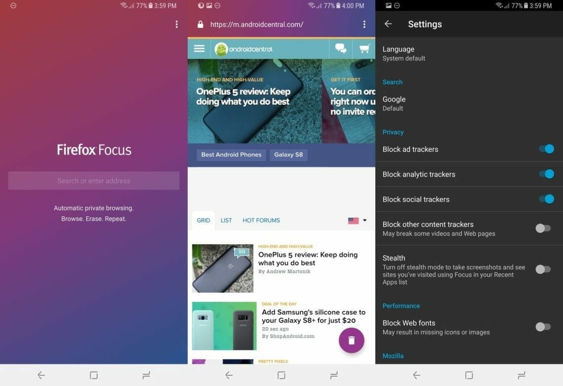 is firefox focus a search engine