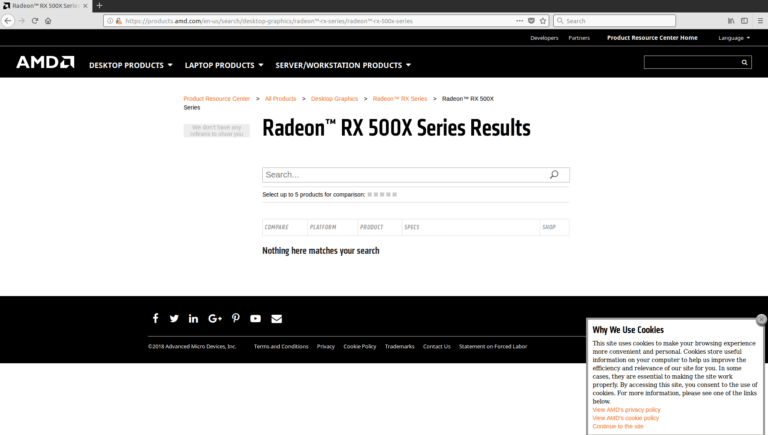 AMD Radeon RX 500X Sereis GPU
