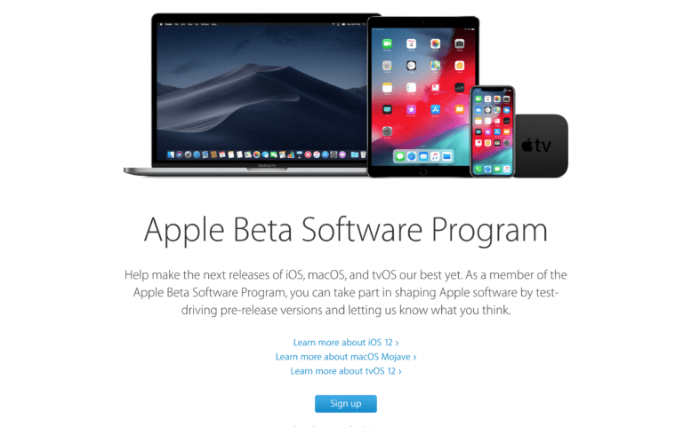 Apple Signup iOS 12 Public Beta