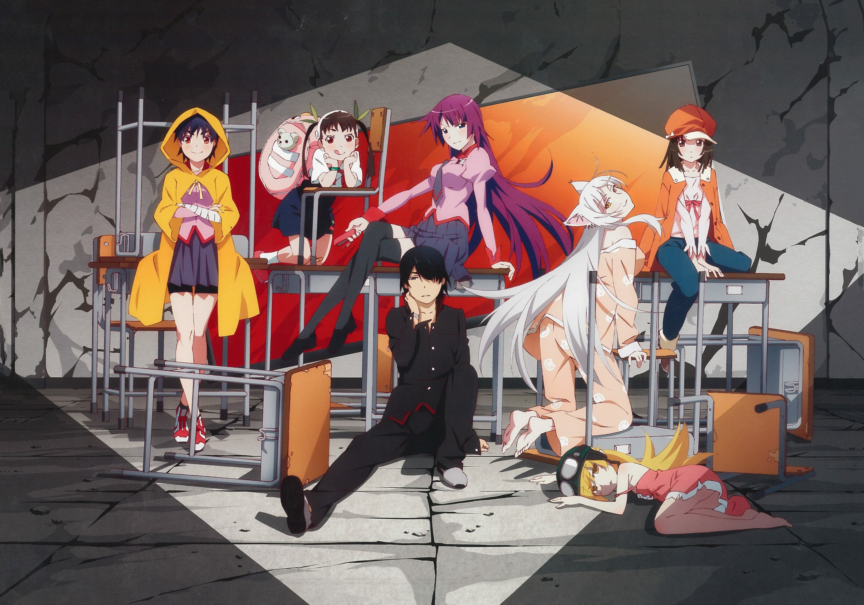 Desktop Monogatari Series Anime, Anime, purple, cg Artwork, black Hair png  | PNGWing